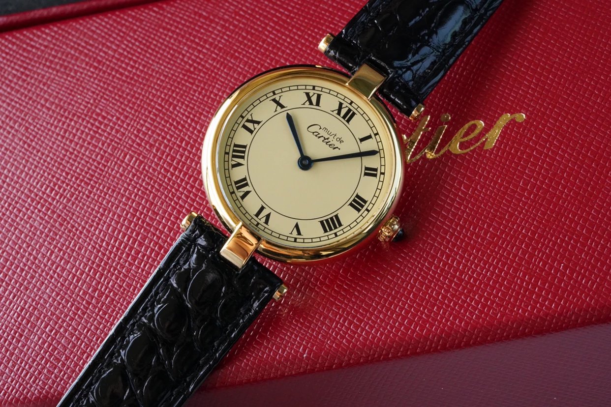 卡地亚les must de cartie系列中古18k包真金小金表 瑞士石英机芯女表